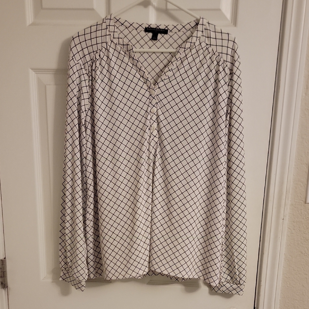 Banana Republic Black and White Checkered Blouse